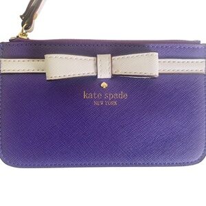 Kate Spade New York Purple Wristlet Wallet White Bow